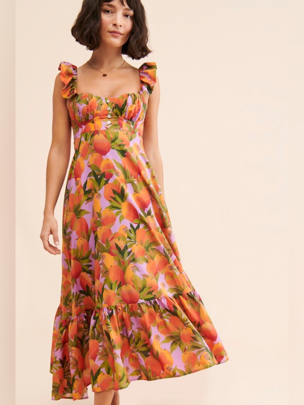 FARM Rio Mango Macaws Ruffle Cotton
Blend Maxi Dress - Picture 4 of 16